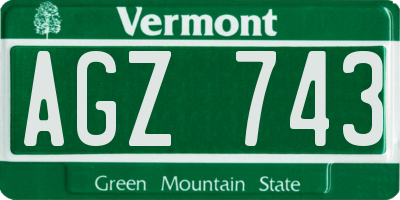VT license plate AGZ743