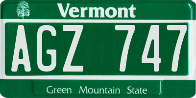 VT license plate AGZ747
