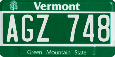 VT license plate AGZ748