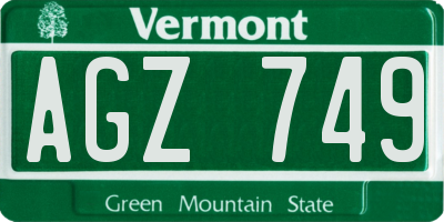 VT license plate AGZ749