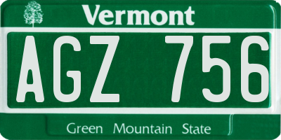 VT license plate AGZ756