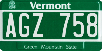 VT license plate AGZ758