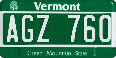 VT license plate AGZ760