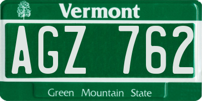 VT license plate AGZ762