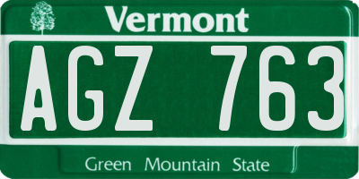 VT license plate AGZ763