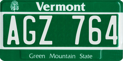 VT license plate AGZ764
