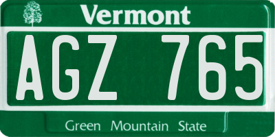 VT license plate AGZ765