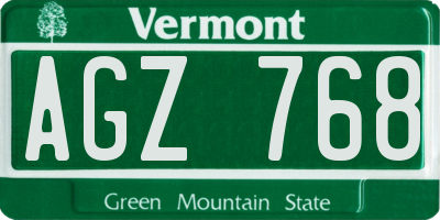 VT license plate AGZ768