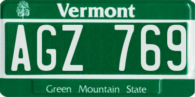 VT license plate AGZ769