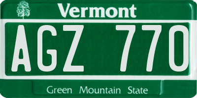 VT license plate AGZ770