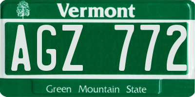 VT license plate AGZ772