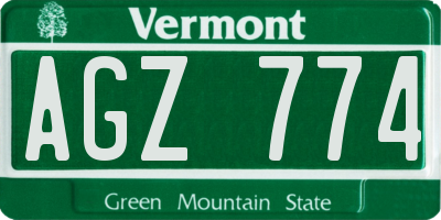 VT license plate AGZ774