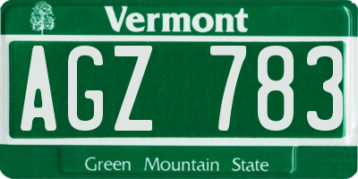 VT license plate AGZ783