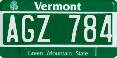 VT license plate AGZ784