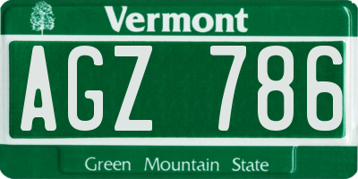 VT license plate AGZ786