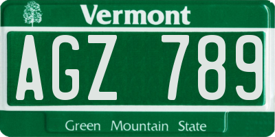 VT license plate AGZ789
