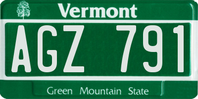 VT license plate AGZ791