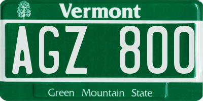 VT license plate AGZ800