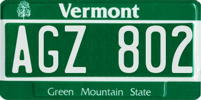 VT license plate AGZ802
