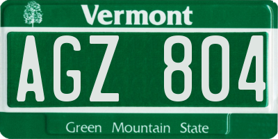 VT license plate AGZ804
