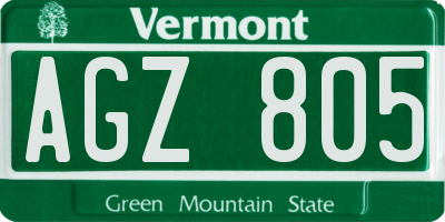 VT license plate AGZ805