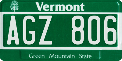 VT license plate AGZ806