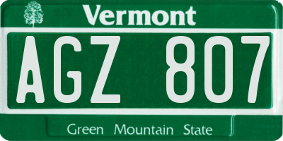 VT license plate AGZ807