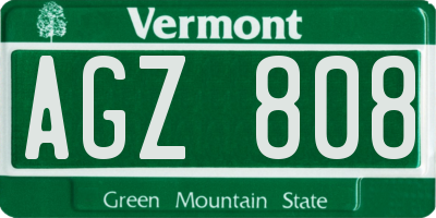 VT license plate AGZ808