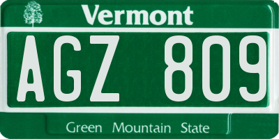 VT license plate AGZ809