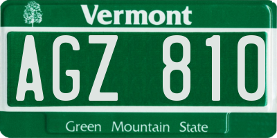 VT license plate AGZ810