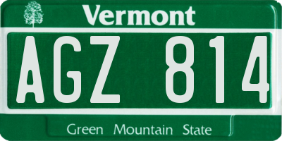 VT license plate AGZ814