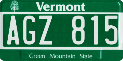 VT license plate AGZ815