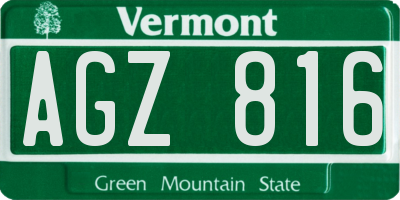 VT license plate AGZ816