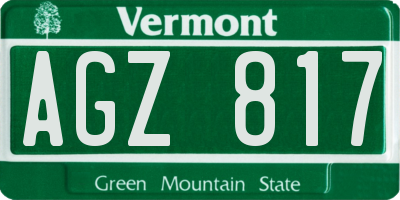 VT license plate AGZ817