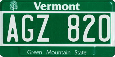 VT license plate AGZ820