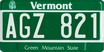 VT license plate AGZ821