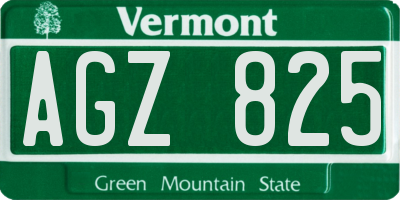 VT license plate AGZ825