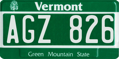 VT license plate AGZ826