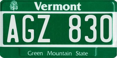 VT license plate AGZ830