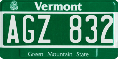 VT license plate AGZ832