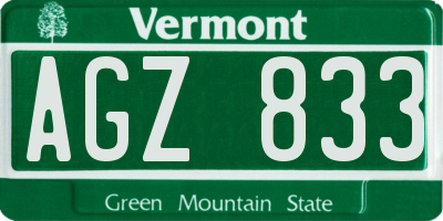 VT license plate AGZ833