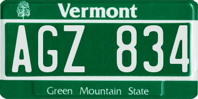 VT license plate AGZ834
