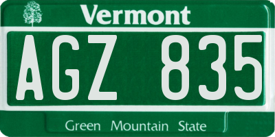 VT license plate AGZ835