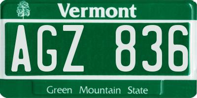 VT license plate AGZ836