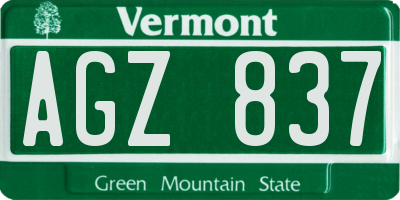 VT license plate AGZ837
