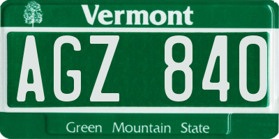 VT license plate AGZ840