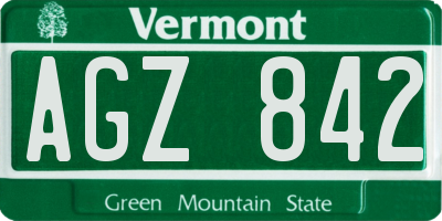VT license plate AGZ842