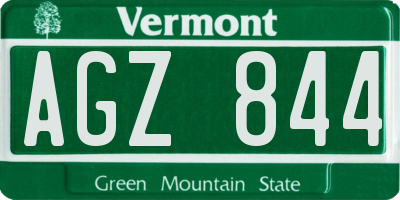 VT license plate AGZ844