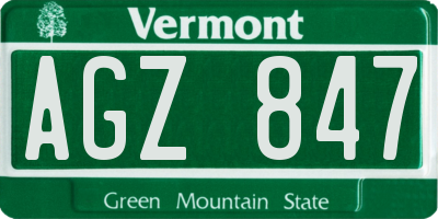 VT license plate AGZ847