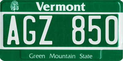 VT license plate AGZ850